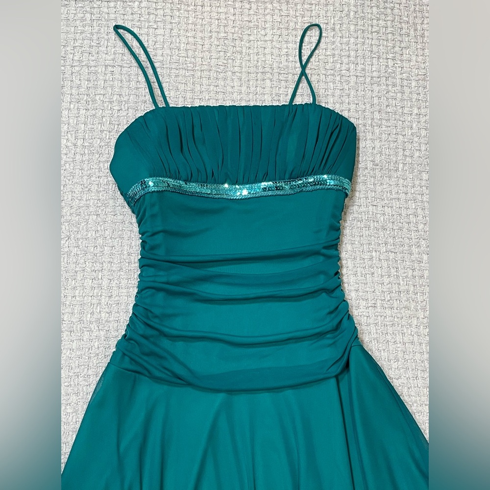Y2K Vintage Women's Deep Teal Blue Dress Fairycore Balletcore Sequins Size Small - Picture 7 of 15